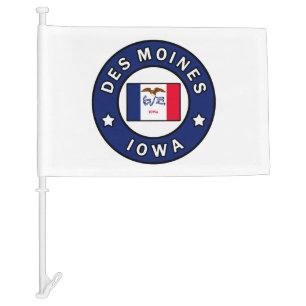 Des Moines Iowa Car Flag