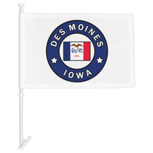 Des Moines Iowa Car Flag