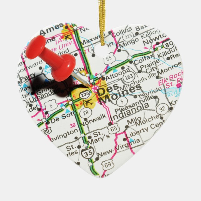 Des Moines, Iowa Ceramic Ornament (Front)