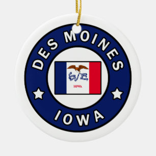 Des Moines Iowa Ceramic Ornament