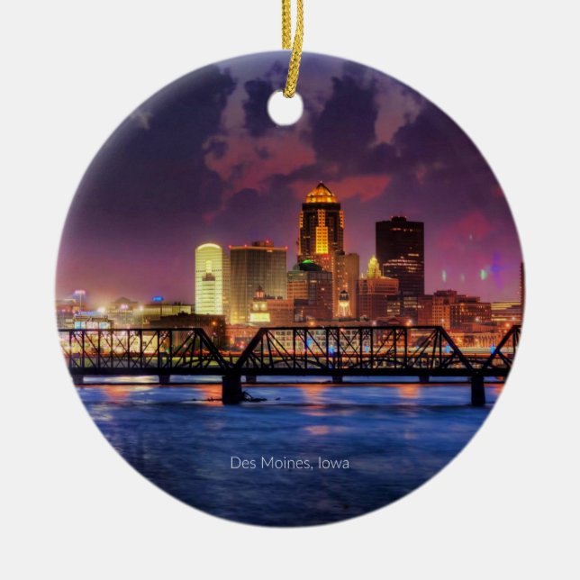 Des Moines, Iowa cityscape Ceramic Ornament (Front)