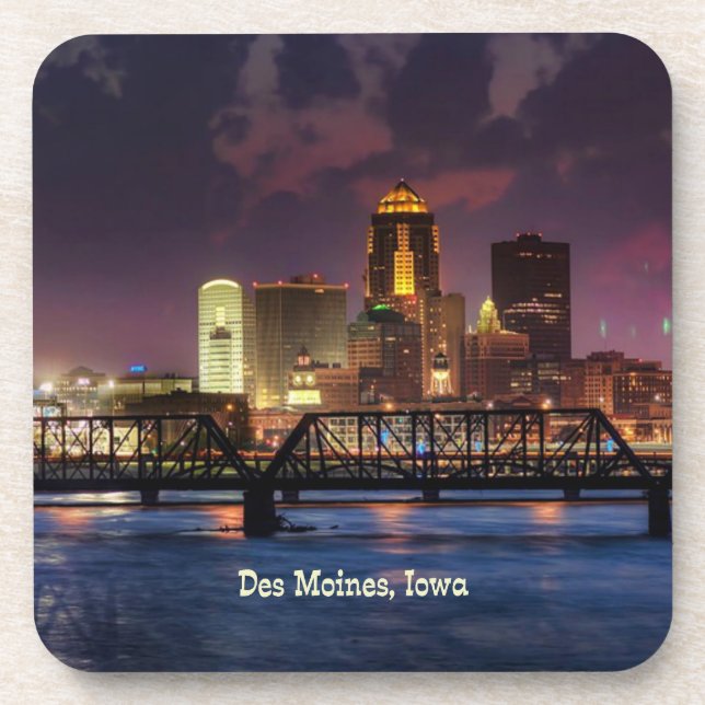 Des Moines, Iowa cityscape Drink Coaster (Front)