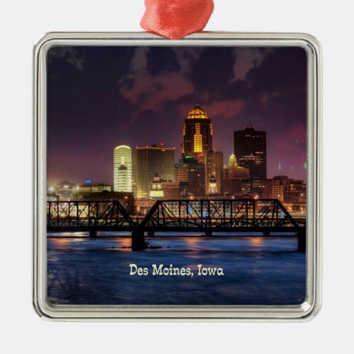 Des Moines Iowa cityscape Metal Ornament