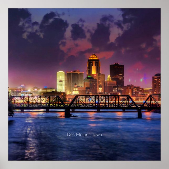 Des Moines, Iowa cityscape photograph Poster (Front)