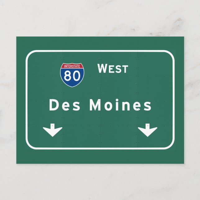 Des Moines Iowa ia Interstate Highway Freeway : Postcard (Front)