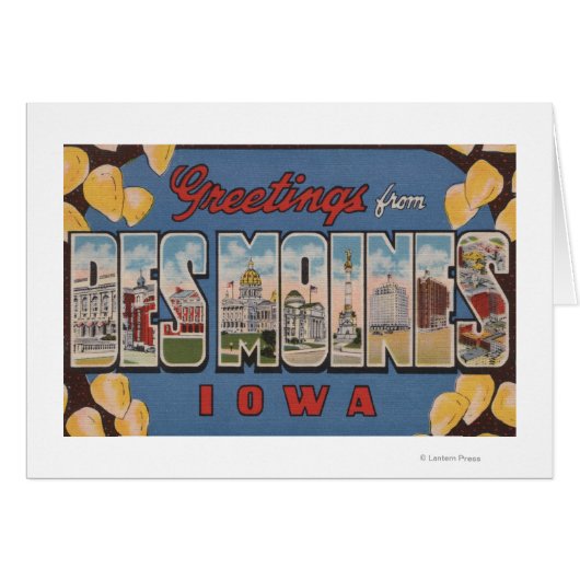 Des Moines, Iowa - Large Letter Scenes 2 Cards (Front Horizontal)
