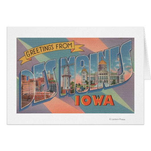 Des Moines, Iowa - Large Letter Scenes 3 Cards (Front Horizontal)