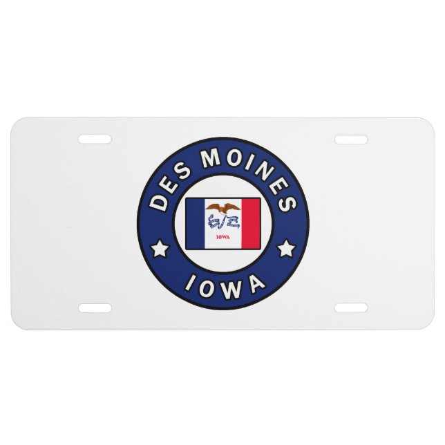 Des Moines Iowa License Plate (Front)
