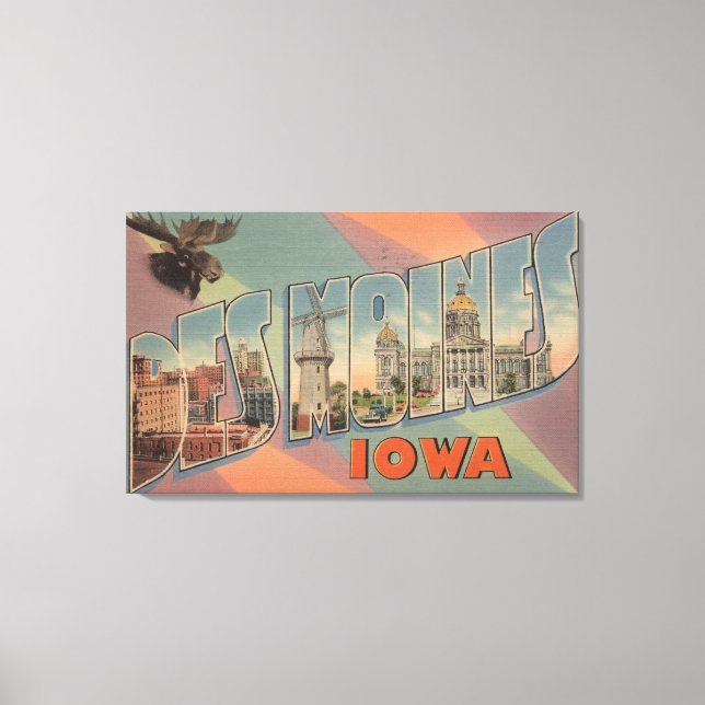 Des Moines, Iowa (Moose Head) Canvas Print (Front)