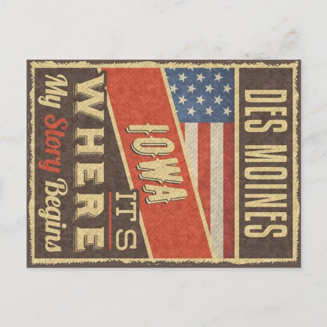 Des Moines Iowa Postcard (Front)