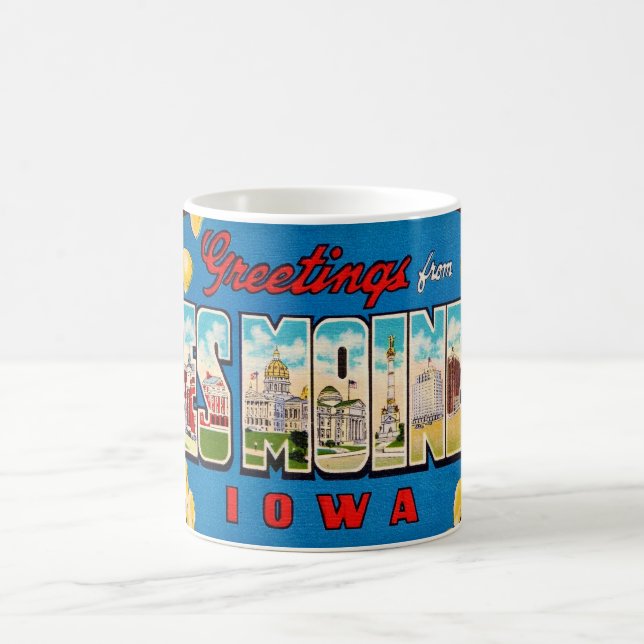  Des Moines Iowa Retro Postcard Mug (Center)