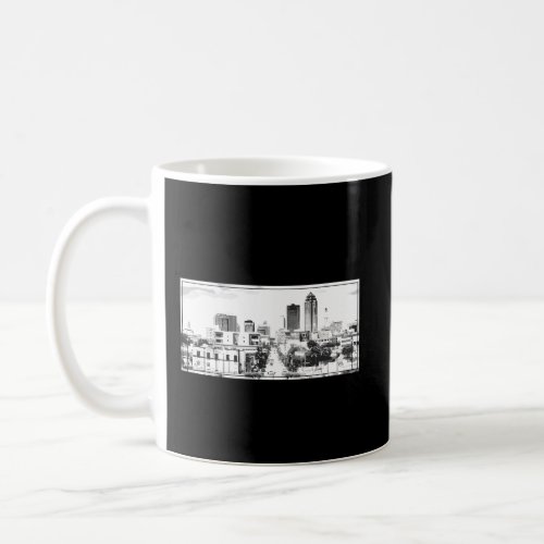 Des Moines Iowa Skyline Black White Des Moines Coffee Mug