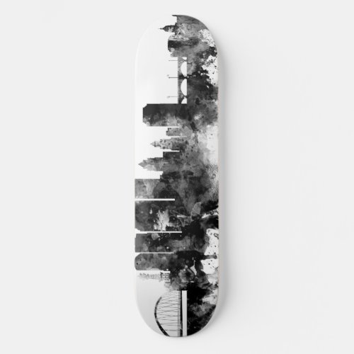 Des Moines Iowa Skyline Black White Skateboard