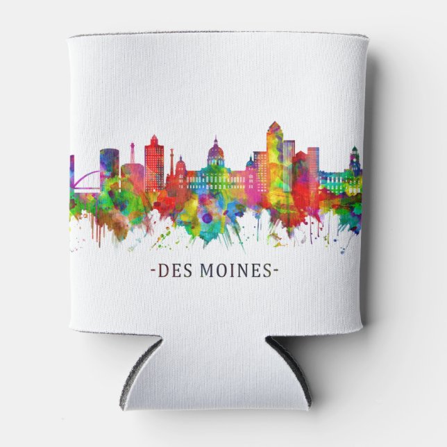 Des Moines Iowa Skyline Can Cooler (Front)