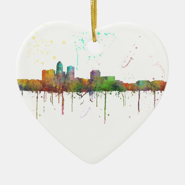 DES MOINES IOWA SKYLINE CERAMIC ORNAMENT (Front)