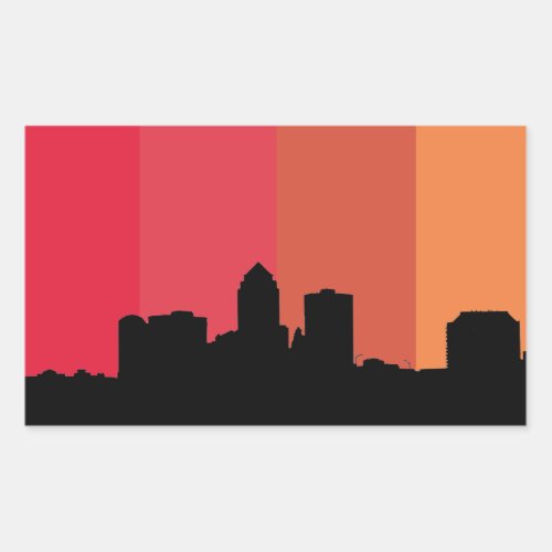 Des Moines Iowa Skyline _ DSM IA Retro Sunset Rectangular Sticker