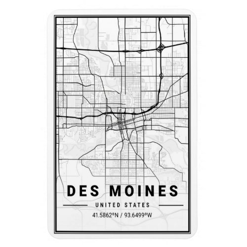 Des Moines Iowa USA City Travel City Map Magnet