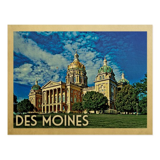 Des Moines Iowa Vintage Travel Postcard