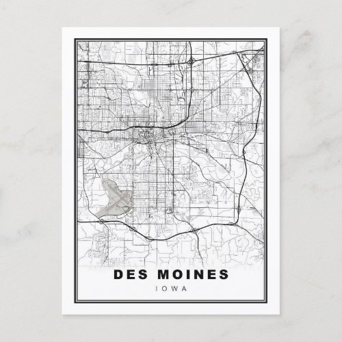 Des Moines Map Postcard