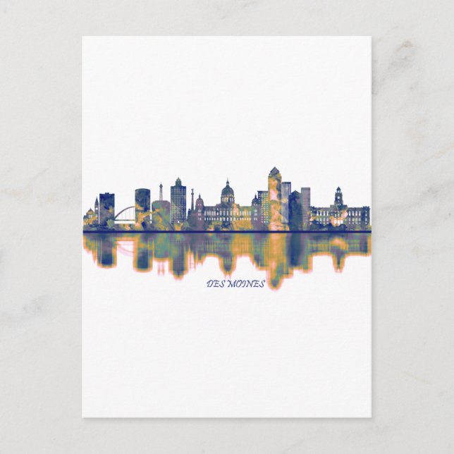 Des Moines Skyline Holiday Postcard (Front)