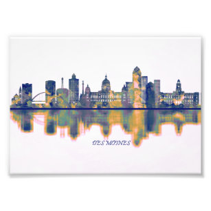 Des Moines Skyline Des Moines print Des Moines art Dinosaur print Des Moines Iowa Des Moines poster Dinosaur art Dinosaur poster