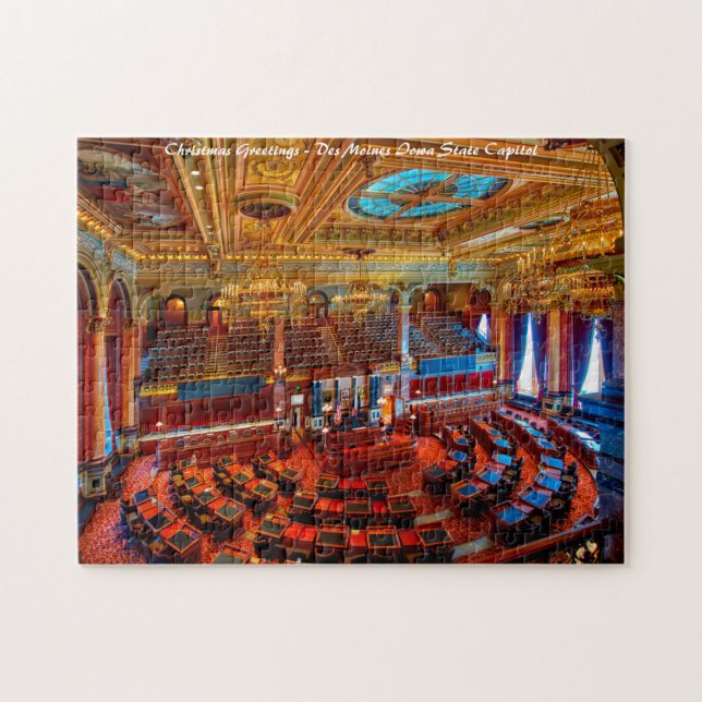 Des Moines State Capitol. Christmas Greetings Jigsaw Puzzle (Horizontal)