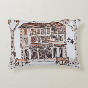 des platens, Place Paoli, L'Ile Rousse, Corsica Decorative Pillow