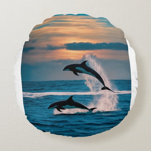 Desafío en el Azul Profundo Round Pillow (Front)