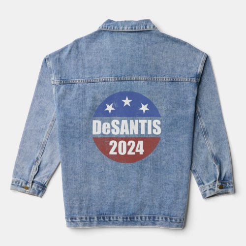 Desantis 2024 Election Button Make America Florida Denim Jacket