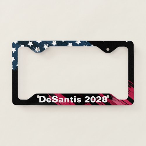 DeSantis 2028 flag on black License Plate Frame