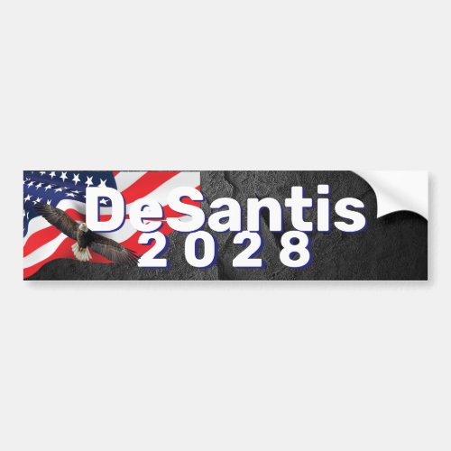 DeSantis 2028 Flag with Bald Eagle  Bumper Sticker