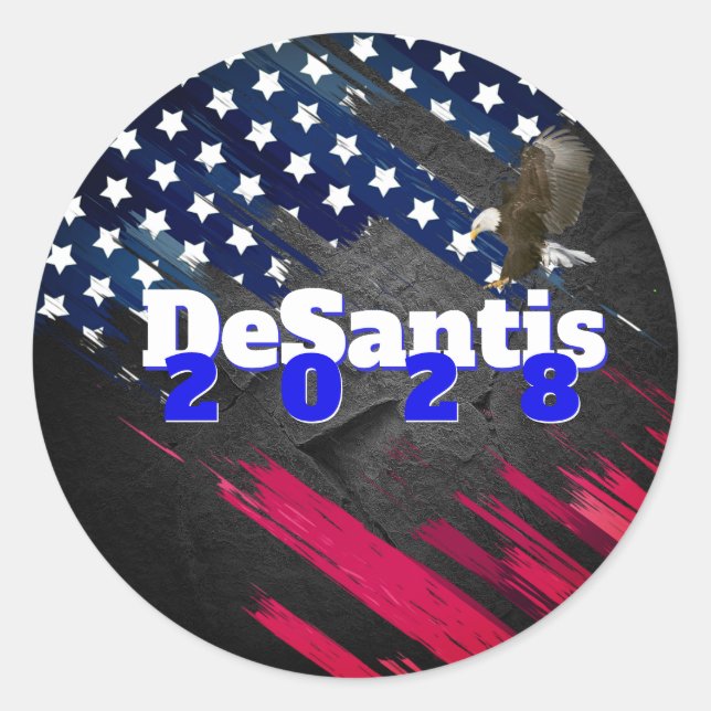 DeSantis 2028 on Flag Classic Round Sticker (Front)