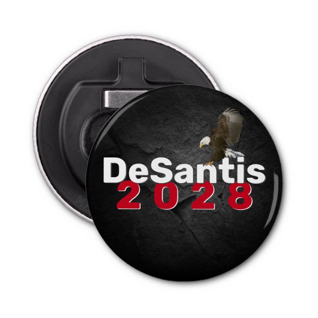 DeSantis 2028 on Leather with Bald Eagle Bottle Opener (Front)