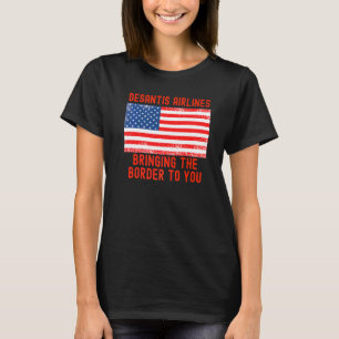 DeSantis Airlines  Marthas Vineyard Meme USA Flag  T-Shirt