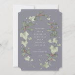 Desaturated Purple Watercolor Holly &amp; Ivy Holiday Card
