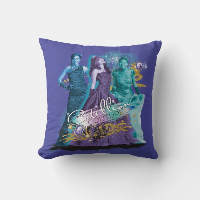 Descendants | Mal, Evie & Uma | Cotillion Couture Throw Pillow (Front)