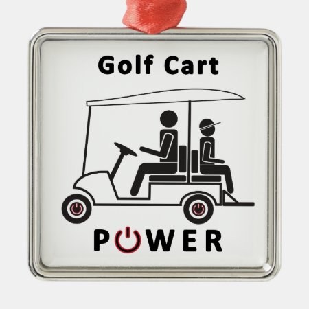 Descr-golf Cart Power (black With Red) Metal Ornament