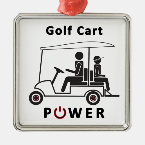 Descr_Golf Cart Power Black with Red Metal Ornament