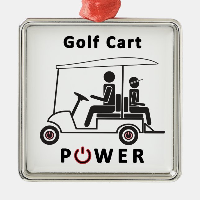 Descr-Golf Cart Power (Black with Red) Metal Ornament (Front)