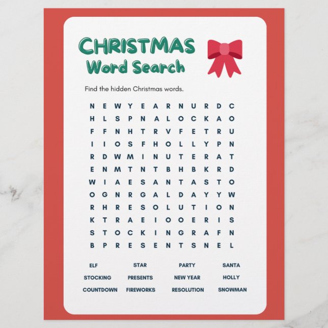 description Christmas word Search and answer Key Flyer (Front)