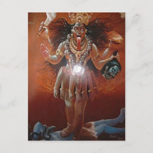 Description Hindu goddess Kali Photo of a 17th c Postcard