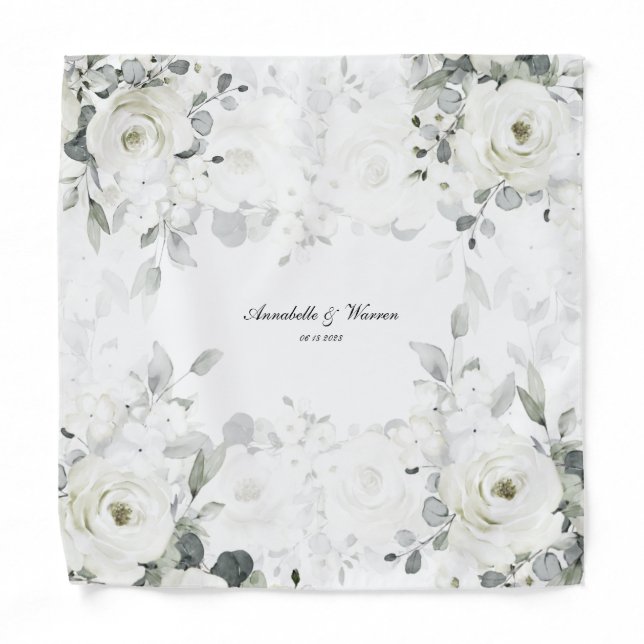 Desdemona Rose Silver Eucalyptus 2 Pocket Square Bandana (Front)