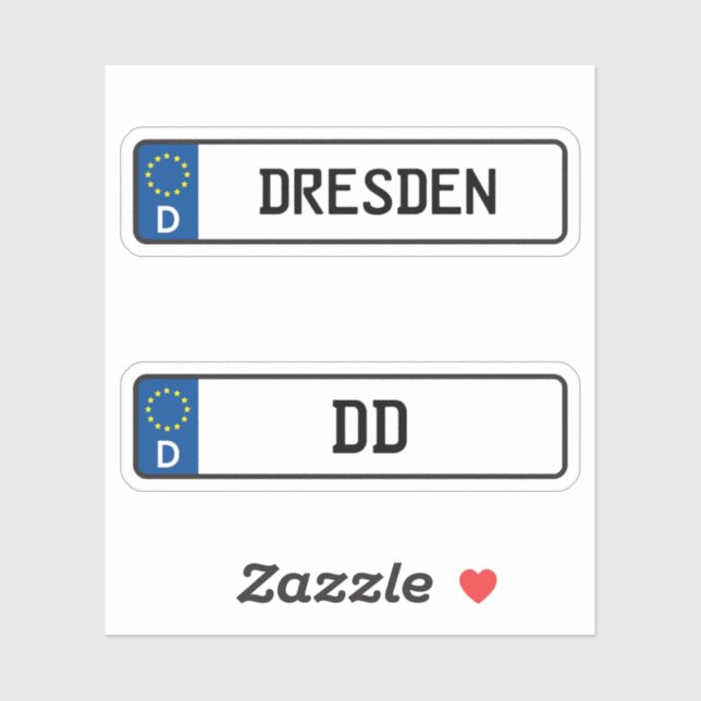 Desden kennzeichen, German Car License Plate Sticker (Sheet)