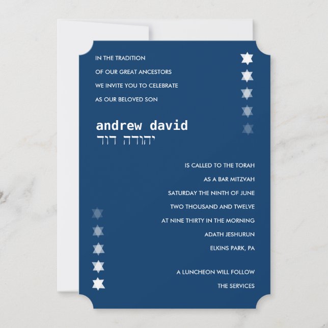Desending STARS Bar Bat Mitzvah Invitation Invite (Front)