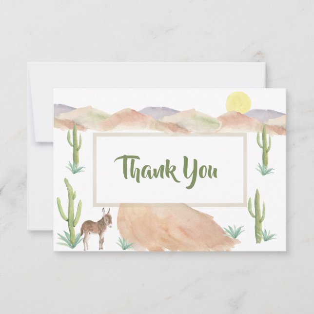 Desert Adventure Begins Baby Shower Thank You Card (Front)