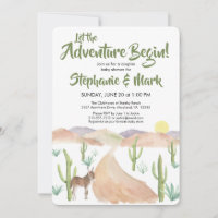 Desert Adventure Begins Succulent Boho Baby Shower Invitation