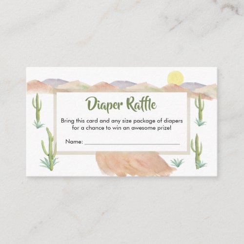 Desert Adventure Begins Succulent Diaper Raffle Enclosure Card