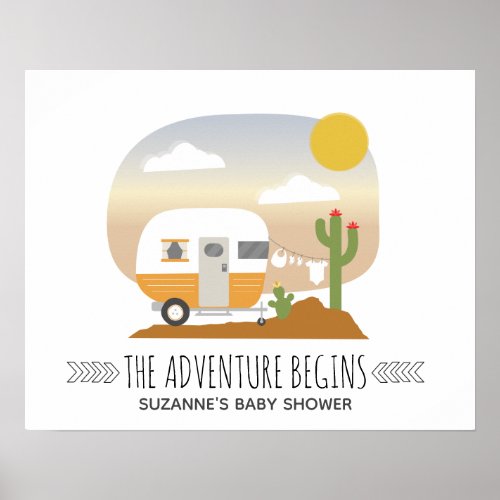 Desert Adventure Camper Neutral Baby Shower Poster