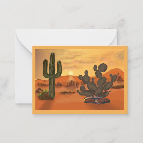 Desert and cactus decorative map. note card