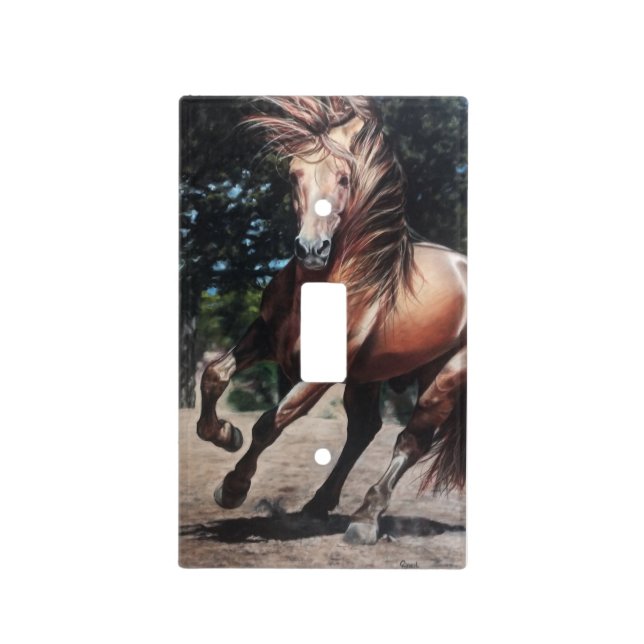 Desert Andalusian Lusitano stallion running Light Switch Cover (Front)